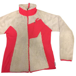 Columbia Sherpa Full Zip Up Jacket Pink and White Women's Size XS